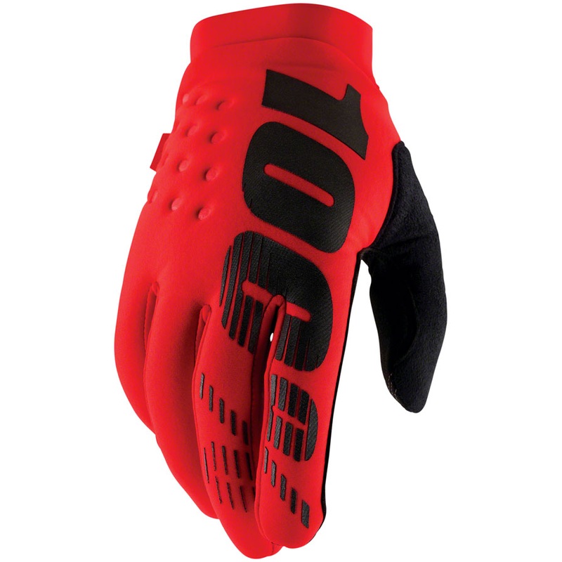 100% Brisker Gloves – Red Full Finger Mens Medium