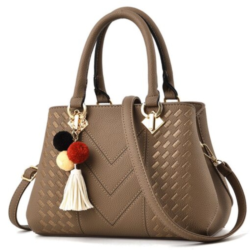 Womens Leather Zipper Handbag Crossbody Shoulder Bag  Brown