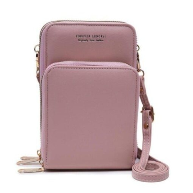 Womens Purse Wallet Crossbody Cell Phone Holder  Light pink