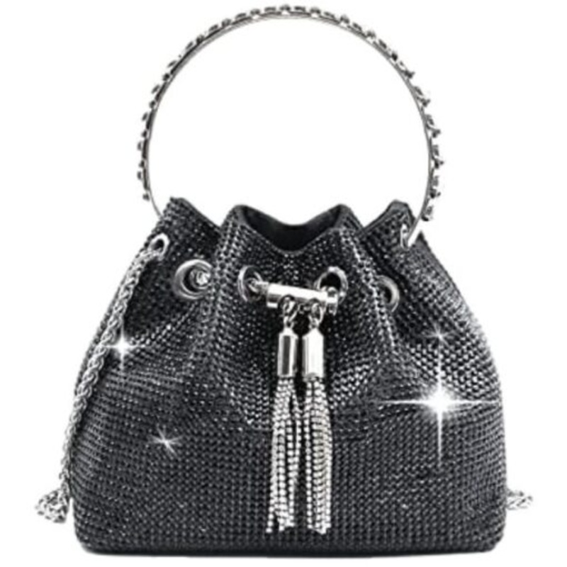 Womens Rhinestone Purse Luxury Shining Clutch Bag  Black