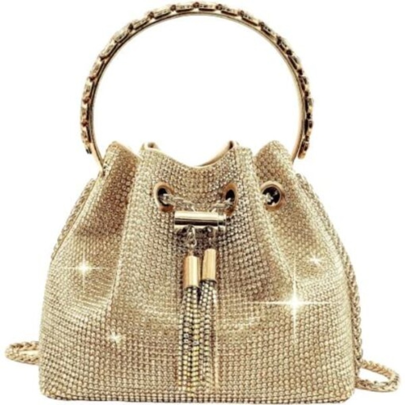 Womens Rhinestone Purse Luxury Shining Clutch Bag  Gold