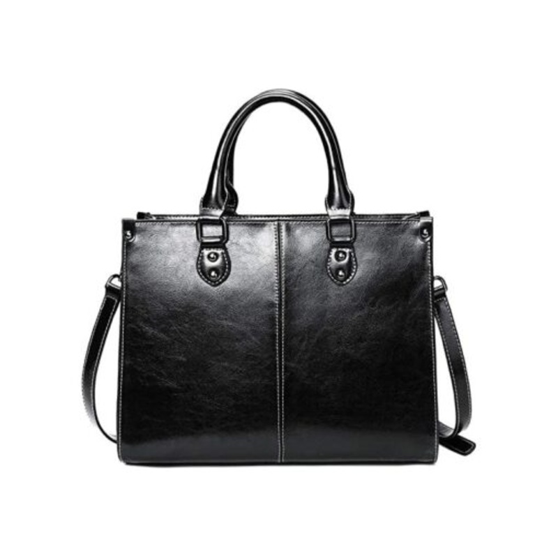 Womens Shoulder Strap Faux Leather Handbag  Black