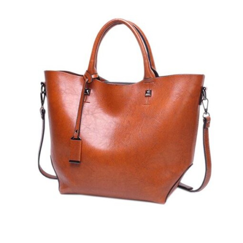 Womens Top Handle Satchel Handbag  Brown