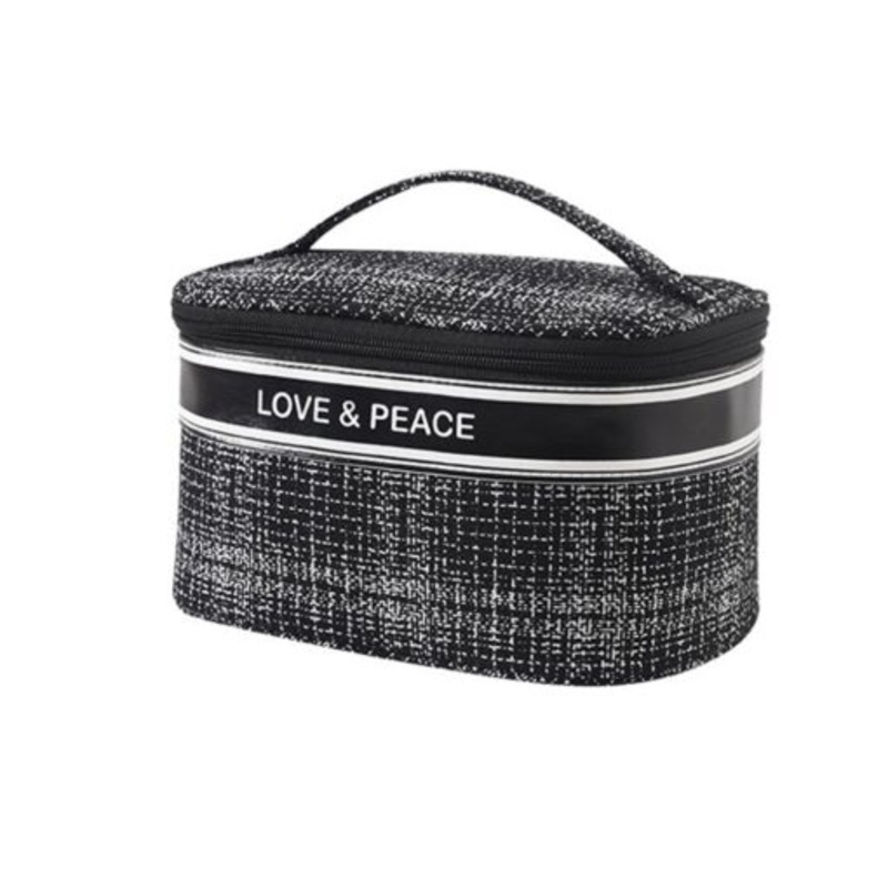 Womens Zipper Cosmetic Bag Toiletry Lipstick Perfume Storage Pouch  Black