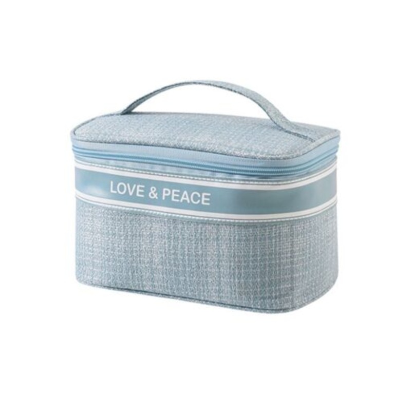 Womens Zipper Cosmetic Bag Toiletry Lipstick Perfume Storage Pouch  Blue