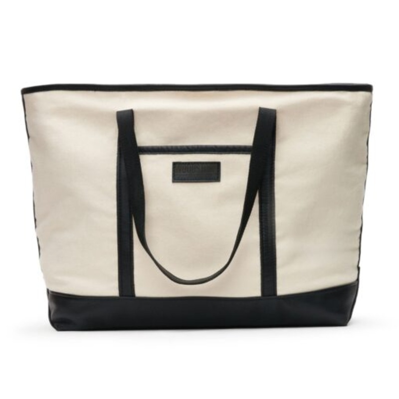 Woodstock Leather Bushveld Canvas and Leather Two-Tone Weekender Bag  Milk