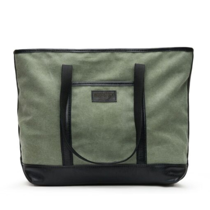 Woodstock Leather Bushveld Canvas and Leather Two-Tone Weekender Bag  Olive