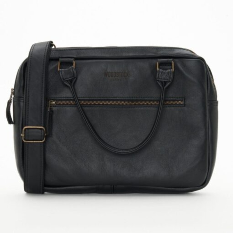 Woodstock Leather Finley Laptop Bag  Black