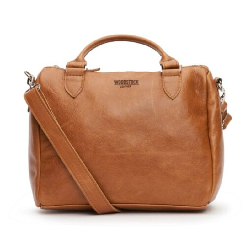 Woodstock Leather Genuine Leather Kirby Structured Handbag with Sling  Pecan