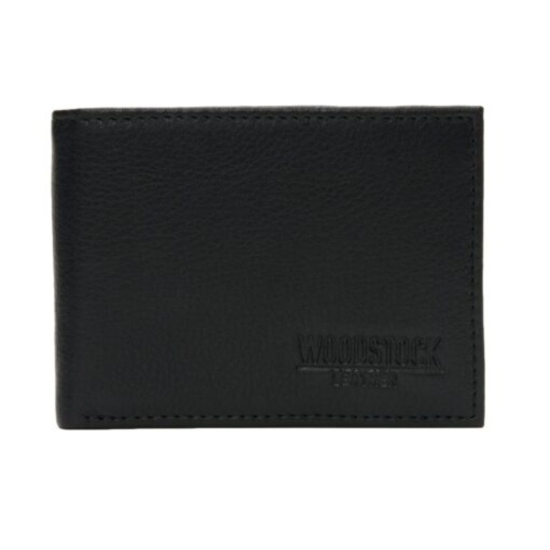 Woodstock Leather Genuine Leather Reed Passcase Wallet  Black