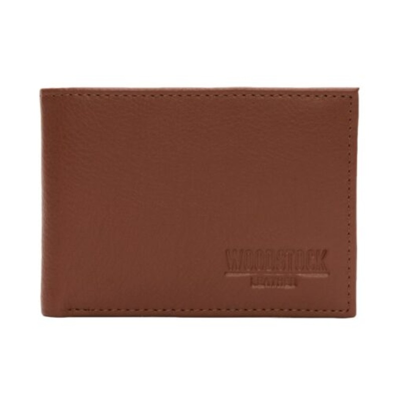 Woodstock Leather Genuine Leather Reed Passcase Wallet  Brown