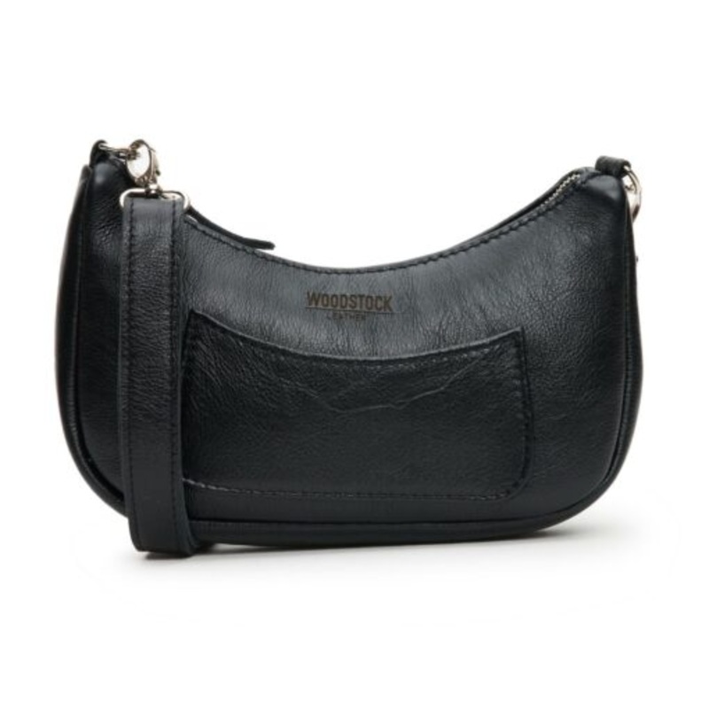 Woodstock Leather Genuine Leather Sinclair Crescent Bag with Sling  Black