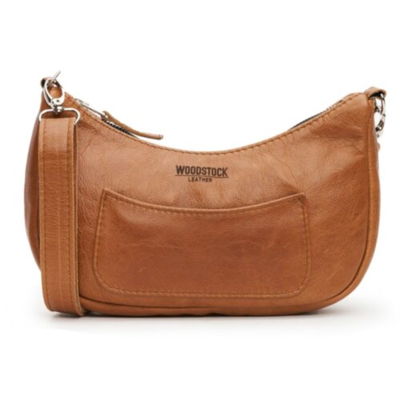 Woodstock Leather Genuine Leather Sinclair Crescent Bag with Sling  Pecan