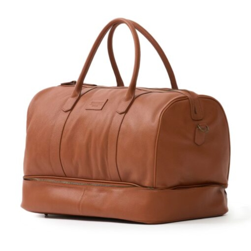 Woodstock Leather Genuine Leather Sterling Double-Layer Weekender Bag