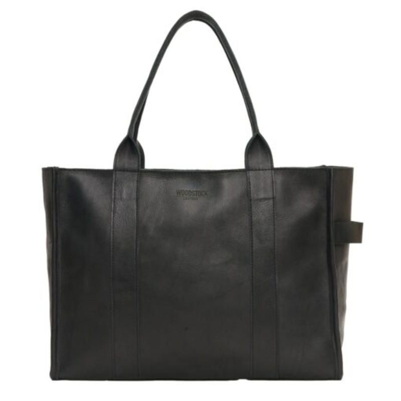 Woodstock Leather  Genuine Leather Structured Mia Bag  Black