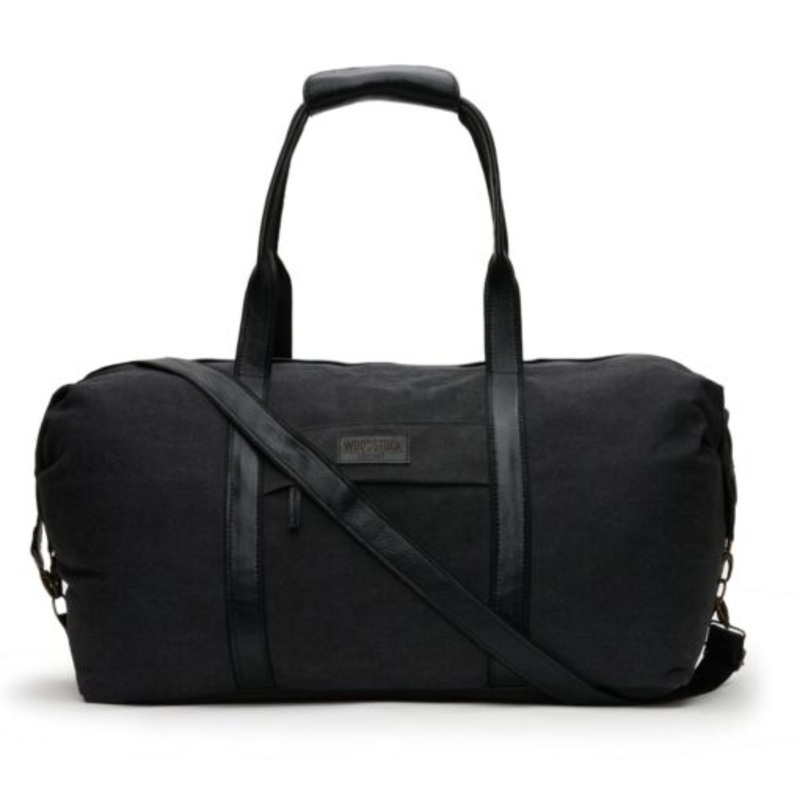Woodstock Leather Kalahari Canvas and Leather Two-Tone Duffel Bag  Charcoal