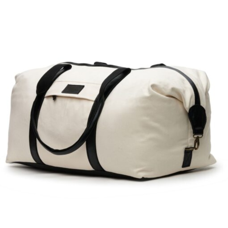 Woodstock Leather Kalahari Canvas and Leather Two-Tone Duffel Bag  MIlk