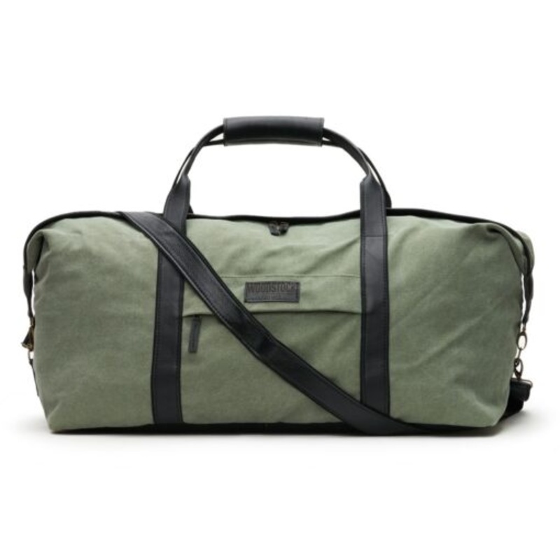 Woodstock Leather Kalahari Canvas and Leather Two-Tone Duffel Bag  Olive