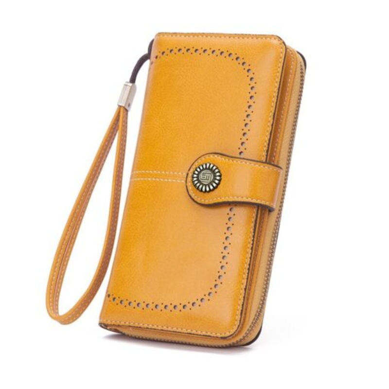 Wristlet Genuine Leather Wallet  Yellow