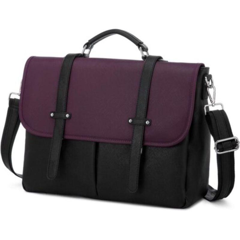YB Sparkle -Multi-Pocket Stylish 15.6-Inch Laptop Bag for Women  Black Purple