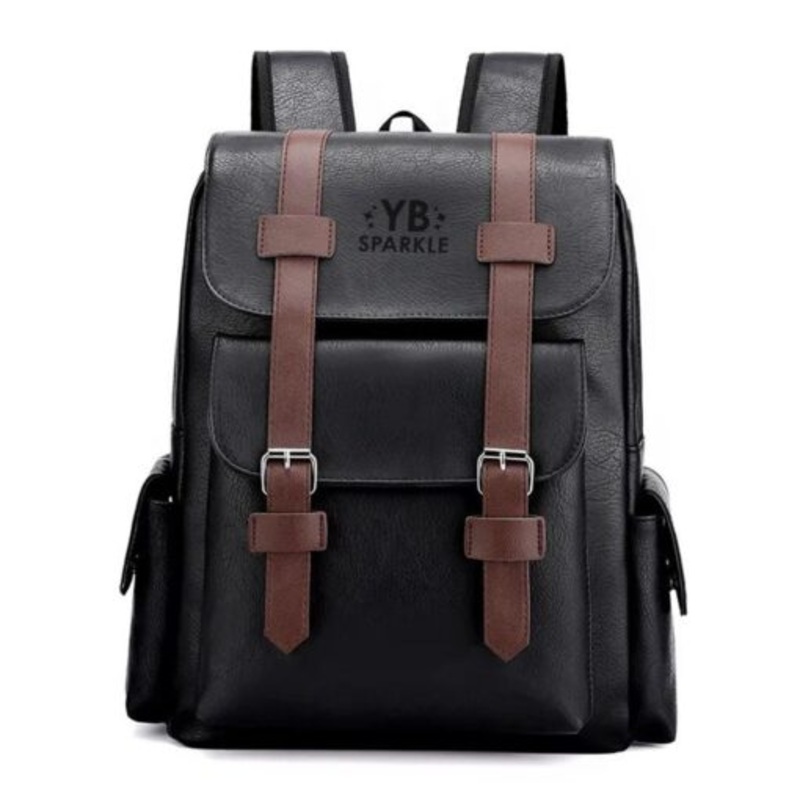 YB Sparkle  Professional PU Leather Business Backpack Bag  Black