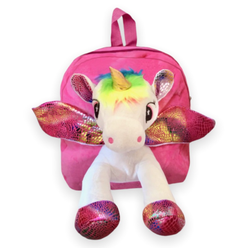 ZEE  3D Unicorn Plush Backpack and Schoolbag  Fluffy Childrens Bag  Pink