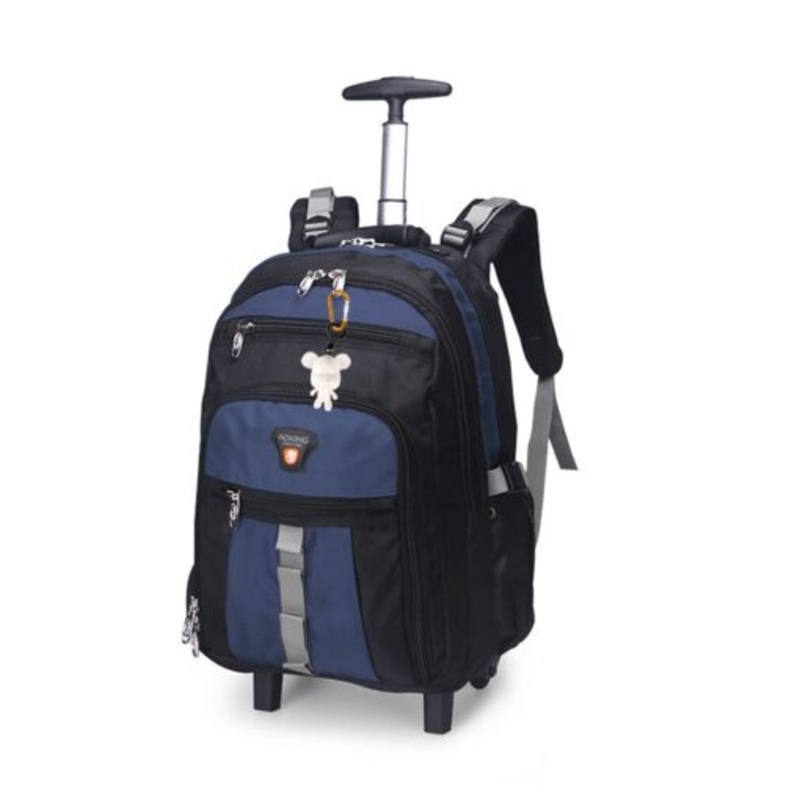 Webuy 22inch Large Trolley Rolling Wheeled Backpack School Bag  Dark Blue