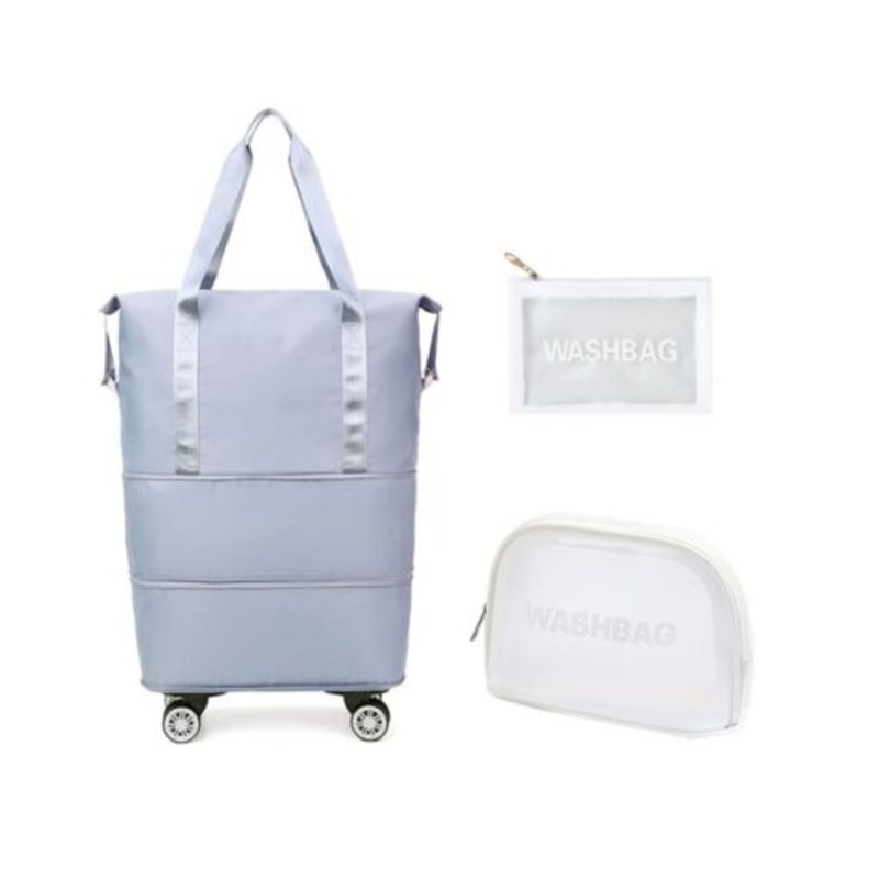 Webuy Expandable Foldable Travel Duffel Bag with Removable Wheels  Grey
