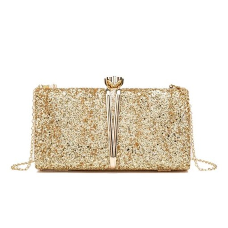 Wedding Party Purse for Bridal Fashion Evening Vintage Clutch Bag  Gold