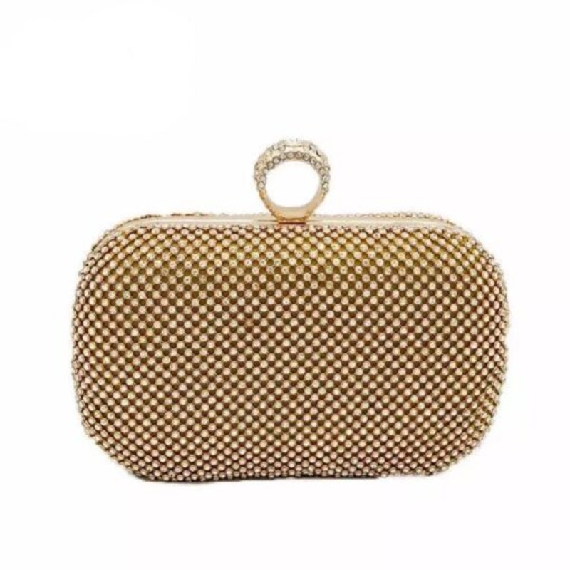 Wedding Rhinestone Clutch Evening Bag For Women  Gold