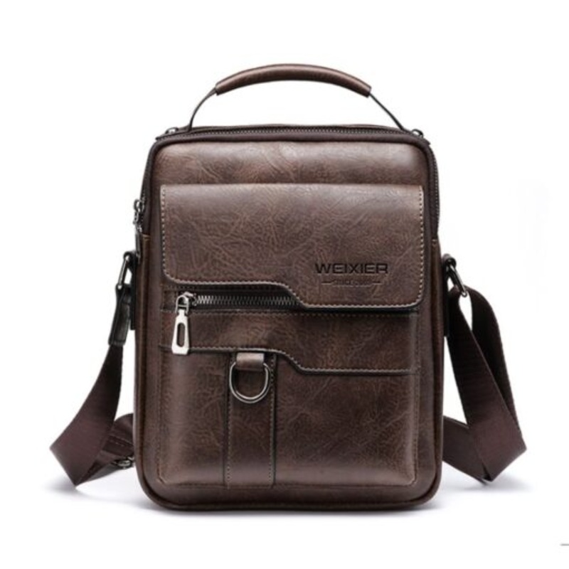 Weixier 8642 Business Retro PU Leather Crossbody Shoulder Bag  Brown