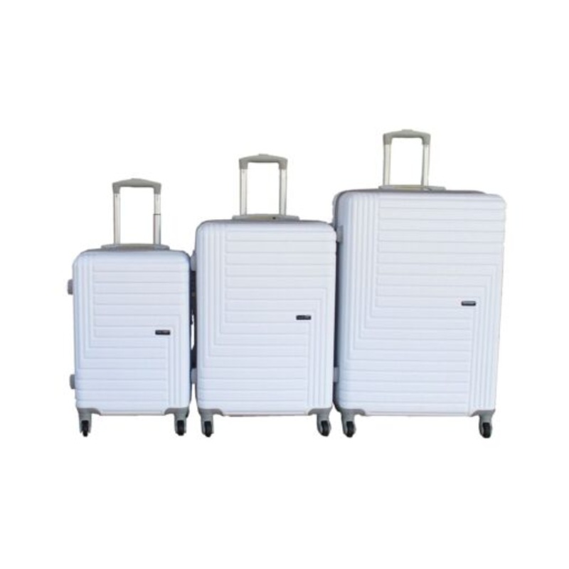 White ABS 3-Piece Hard Shell Luggage Set-Spinner WheelsTelescoping Handles