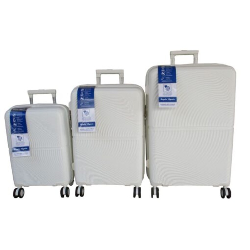 White Polypropylene 3Piece Luggage Set with Spinner Wheels&Lock-Begin Again