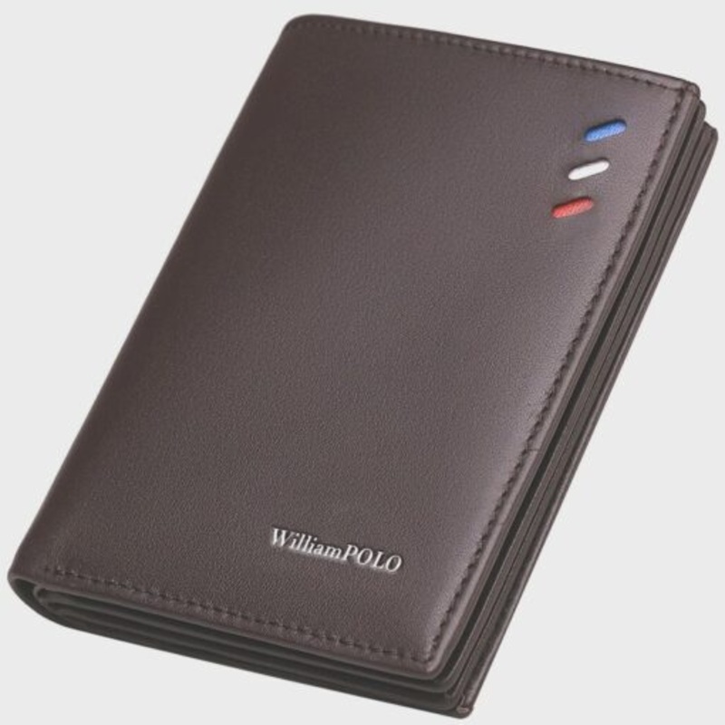 WilliamPOLO Mens Bi-fold Genuine Leather Wallet  Light Brown
