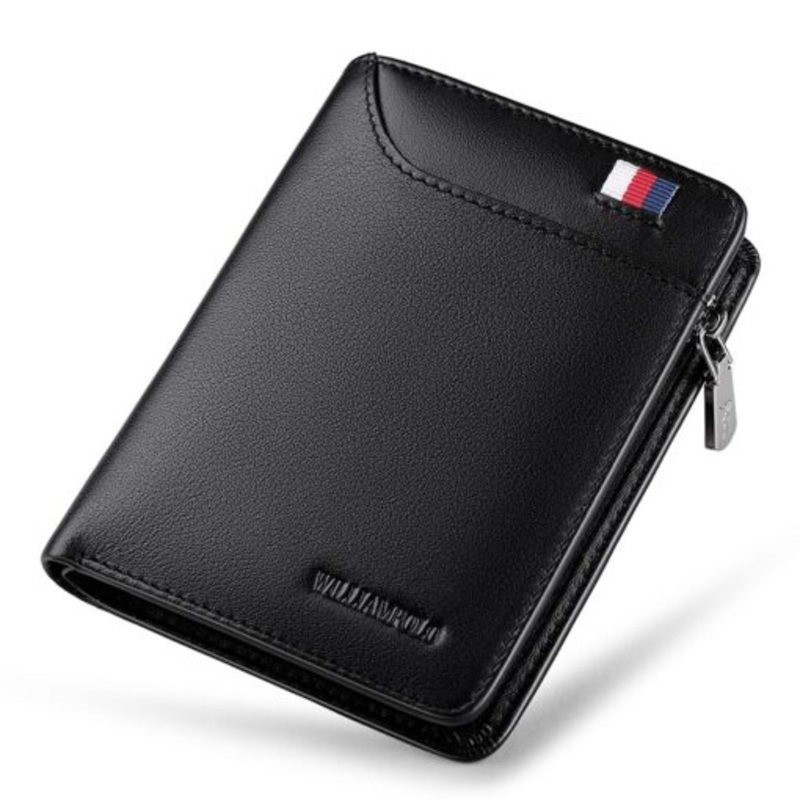 WilliamPOLO  Mens Genuine Leather Wallet  Black