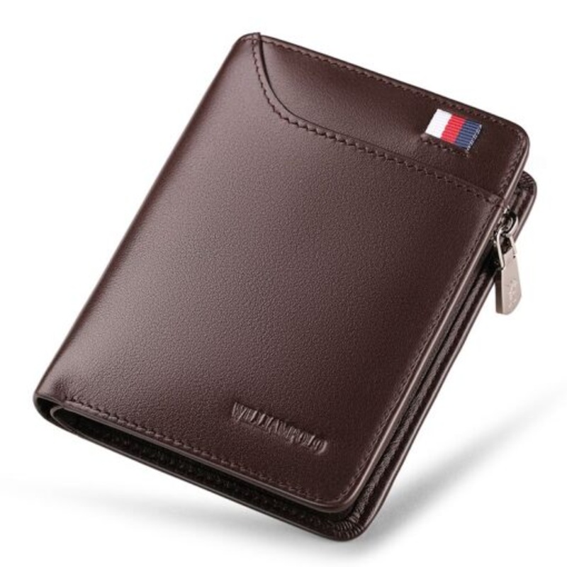 WilliamPOLO  Mens Genuine Leather Wallet  Coffee