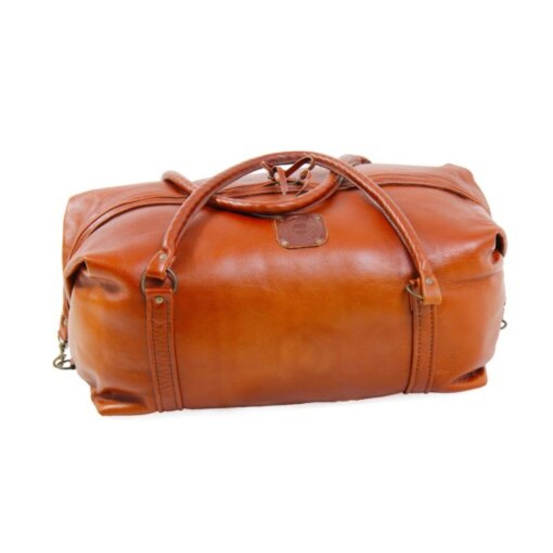 Wogah Handcrafted Genuine Leather Duffle Bag  Tan
