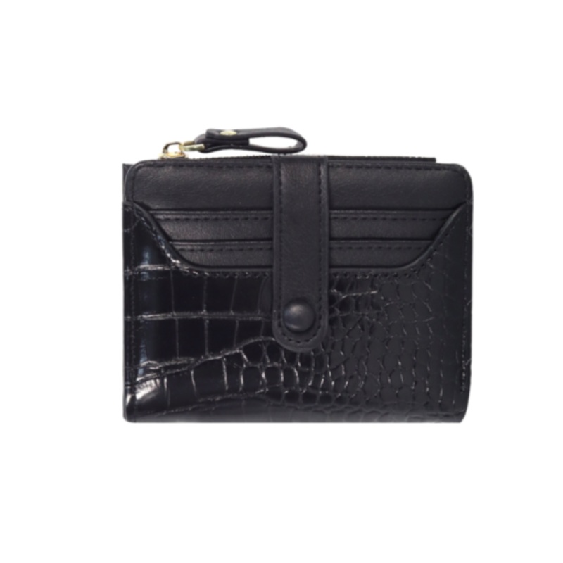 Woman Stone Style Card Holder Wallet  Black