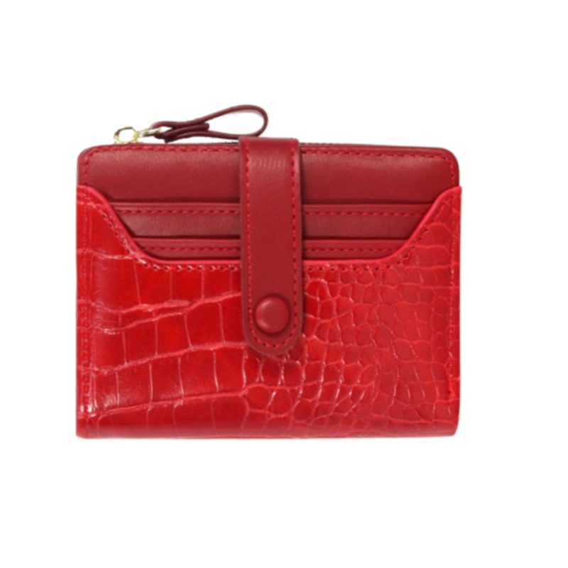 Woman Stone Style Card Holder Wallet  Hot Red