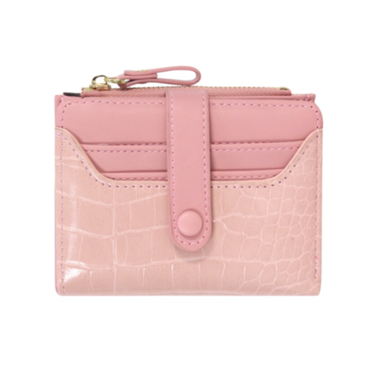 Woman Stone Style Card Holder Wallet  Powder Pink