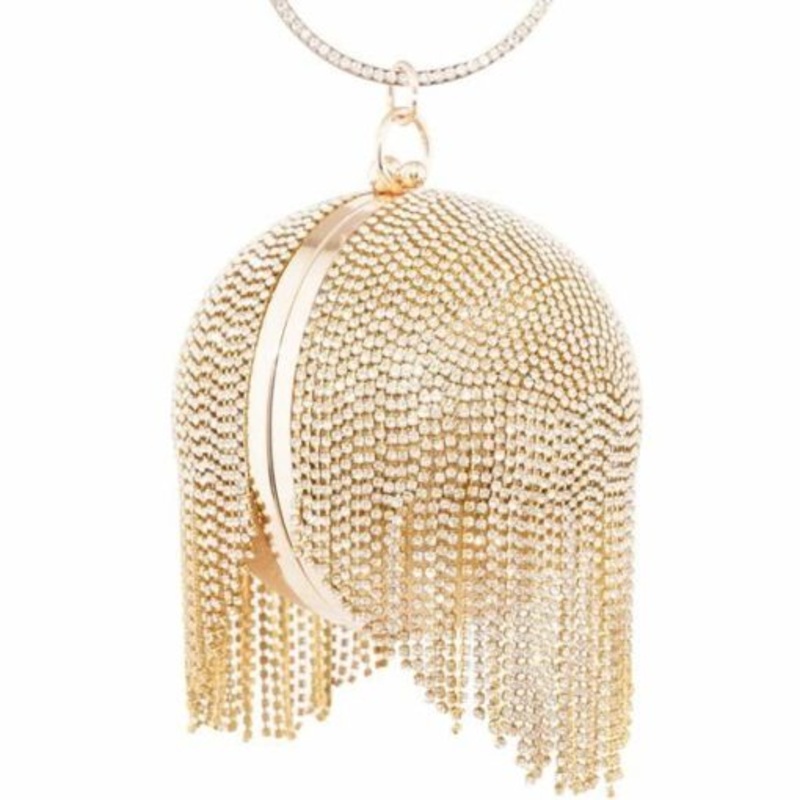 Womans Round Clutch Handbag-Gold