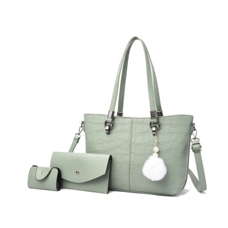 Women 3 Piece Set PU Leather Crossbody/Handbag  Green
