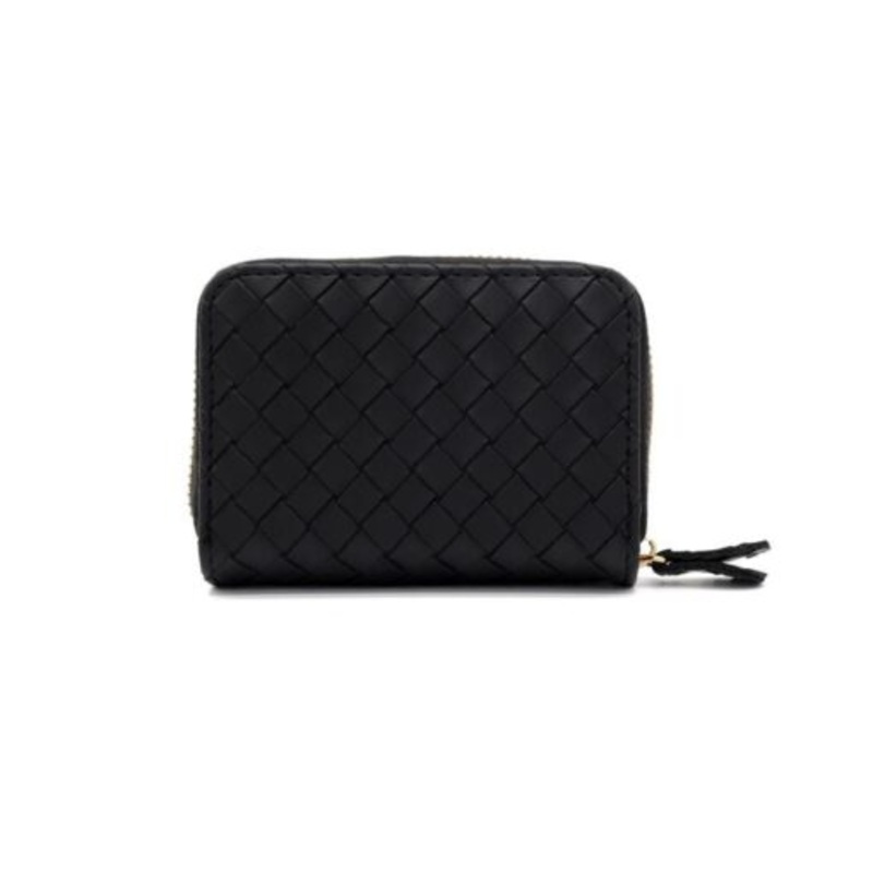 Women Credit Card Holder Zipper for Travel Leather Accordion Wallets  Black