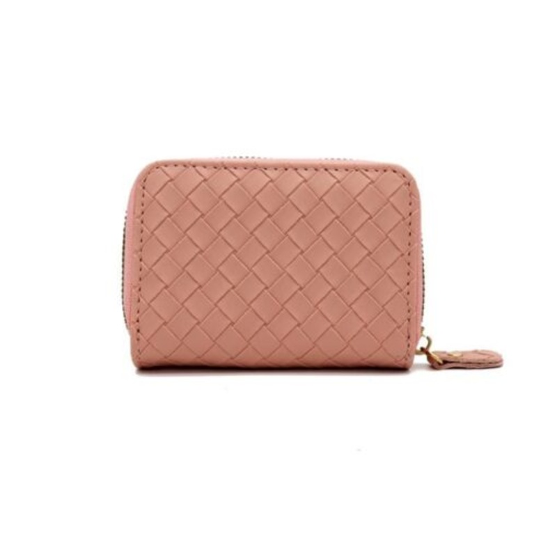 Women Credit Card Holder Zipper for Travel Leather Accordion Wallets  Pink