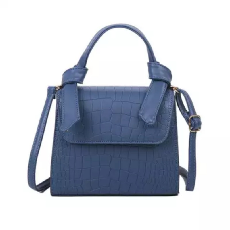 Women Crocodile  Pattern Shoulder Bag  Blue