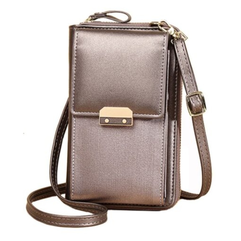 Women Crossbody Leather Shoulder Bag Cellphone Purse Wallet  Metallic