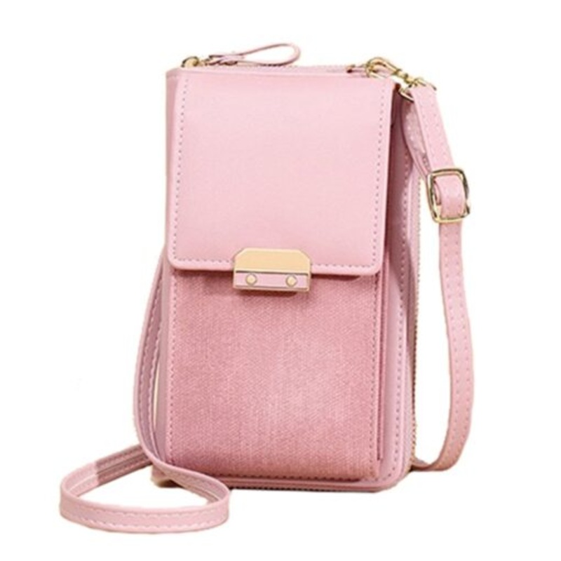 Women Crossbody Leather Shoulder Bag Cellphone Purse Wallet  Pink
