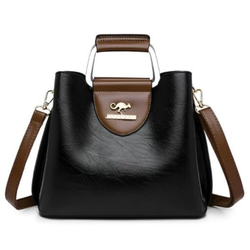 Women Faux Leather Cross Body Casual Shoulder Hand Bag  Black