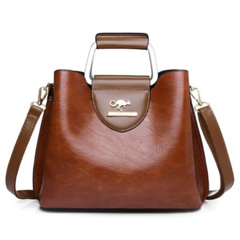 Women Faux Leather Cross Body Casual Shoulder Hand Bag  Brown