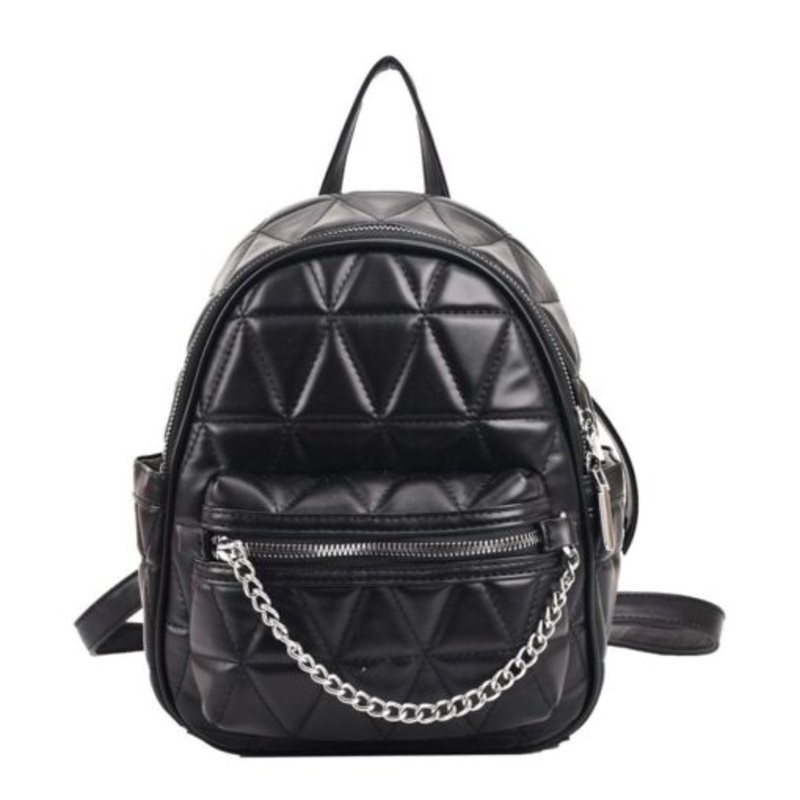 Women Faux Leather Luxury Fashion High-Quality Small Teenager Backpack  Black